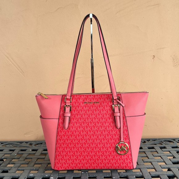 Michael Kors Handbags - Michael Kors Charlotte Large Top Zip Shoulder Tote Bag MK Coral Reef Multi